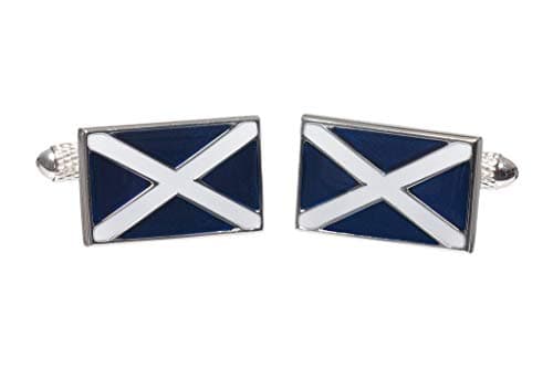 Image of Onyx Art Scottish Flag Cufflinks Flag of Scotland Presented in Cufflink Box