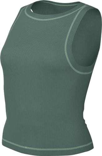 Image of Nike Women's Damen One Dri-fit Rib Tank Nv Top, Bicoastal/Vapor Green/White, L