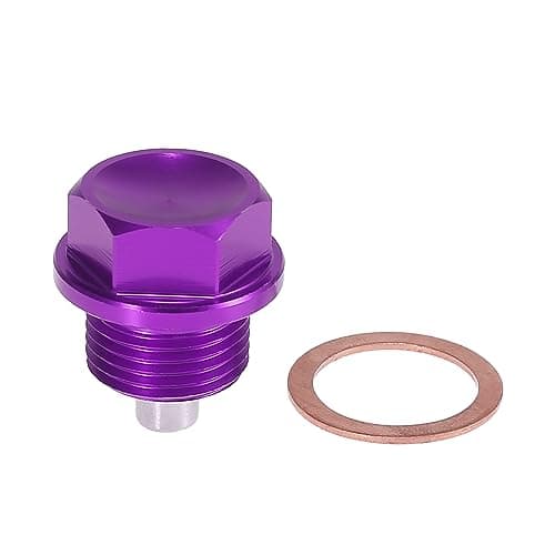 Image of X AUTOHAUX 1 Set M18 x 1.5 Magnetic Oil Drain Plug Sump Drain Nut Oil Drain Bolt Screw with Gasket Purple Universal