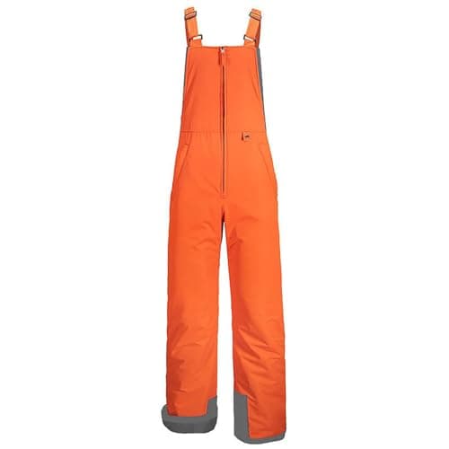 Image of Salopettes Girls Ski Suit Water Resistant Overalls Snow Trousers Snowboard Bib Pants Skiing Insulated Thermal Snowsuit Jumpsuit with Pockets Plus Size S-XL Orange