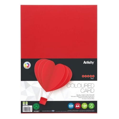 Image of Premier Stationery A4 Red Coloured Card (160gsm). Pack of 50, Double-sided, A4 Card for printers, Perfect for kids art & craft card making activities, DIY Crafts, Scrapbooking and so much more.