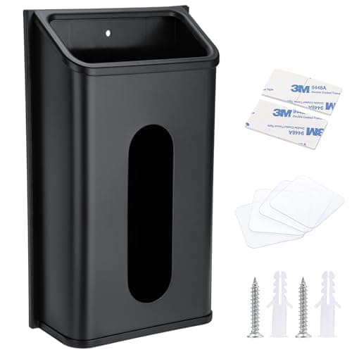 Image of TOLIDA Stainless Steel Grocery Bag Dispenser - Wall Mount Plastic Trash Bag Holder Organizer Bin Liner Storage Shoe Cover Box , Black