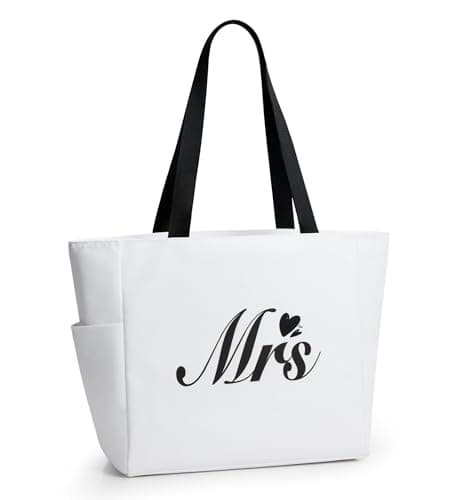 Image of KALIDI Personalized Tote Bag with Zipper,A-Z Initial Alphabet Monogrammed Large Tote Bags Gift for Women Bridesmaid Mom Teacher Friend Wedding Daily Shopping