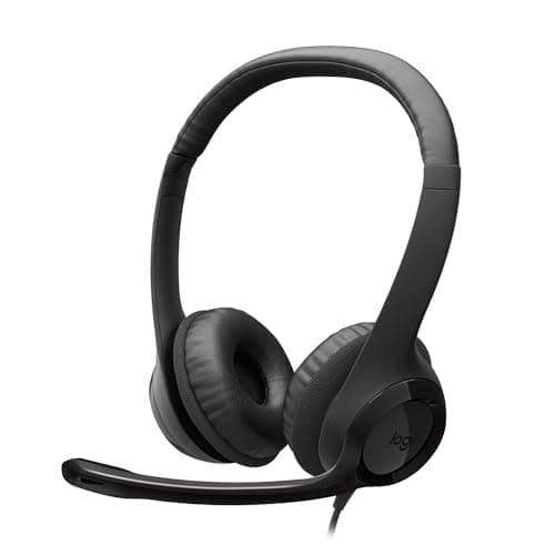 Image of Logitech H390 Wired Headset for PC/Laptop, Stereo Headphones with Noise Cancelling Microphone, USB-C, In-Line Controls, Works with Chromebook - Black