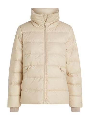 Image of Tommy Hilfiger Women's Short Funnel Neck Down Puffer Jacket, Beige (Classic Beige), M