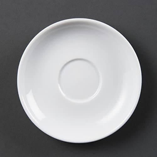 Image of Olympia White Ware Espresso Saucers Porcelain White Plate Dishwasher Proof 12pc