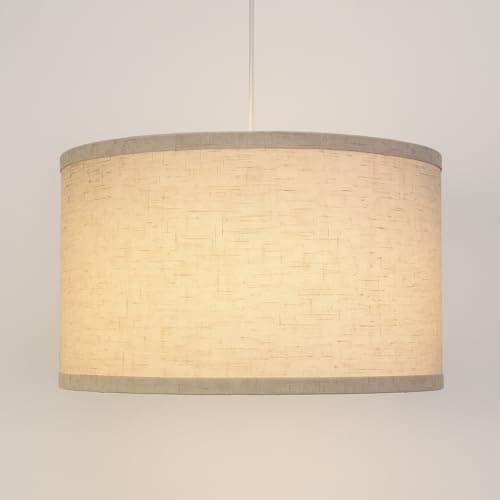 Image of ZEONX 14" (35cm) Beige Linen Drum Lamp Shade – Large Lampshade for Ceiling Lights, Table & Floor Lamps, Compatible with E26 and E27, Easy Fit for Living Room, Bedroom, Office, Kitchen & Hallway