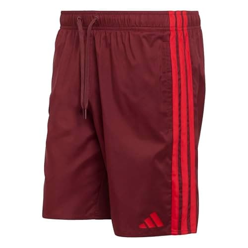 Image of adidas Men's 3 Stripes Swim Shorts 8 INCH, Shadow red/Better Scarlet, M