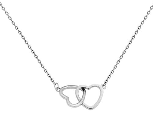Image of IMINI Interlock Heart Sterling Silver Pendant Necklace for Women Teen Girls Dainty Infinity Eternity Love Choker Cute Initial Love Adjustable Chain Jewelry Gifts