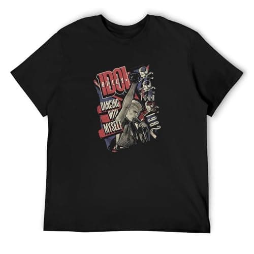 Image of BASLIL TOAST brunch Billy Idol Dancing with Myself Tour Men's Fashion Graphic Tee Black T-Shirt XXL