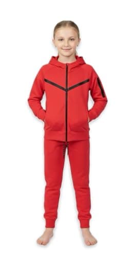 Image of CASUALKING Girls Tracksuit Set | Soft Fleece Pullover Sweatshirt & Jogger Pants | Cozy Loungewear, Activewear & Gym Set for Kids (UK, Age, 7 Years, 8 Years, Red)