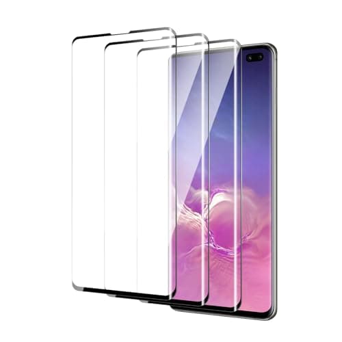Image of QZYWIKA 3D Screen protector for Samsung Galaxy S10 Plus, 3 Pack tempered glass 9H hardness, HD screen, Bubble-free Scratch-resistant Impact-resistant