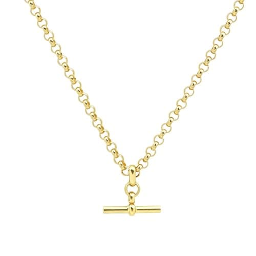 Image of Source Size adjustable 18ct Gold plated Belcher Chain Bracelet with T-bar Charm Pendant