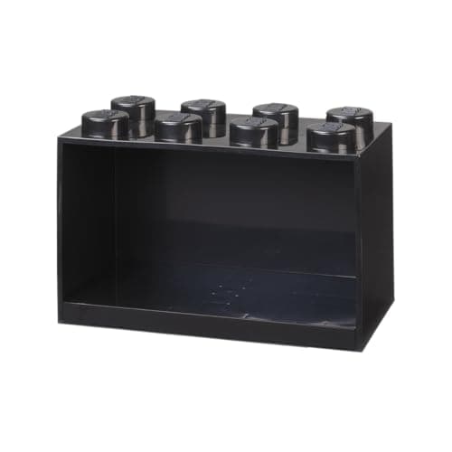 Image of Room Copenhagen LEGO Brick Shelf 8 Knobs Black, Stackable LEGO Storage Box, Desk Organiser, Storage Box for Toys, Books, and More, Home Decor, 318 x 213 x 160 mm