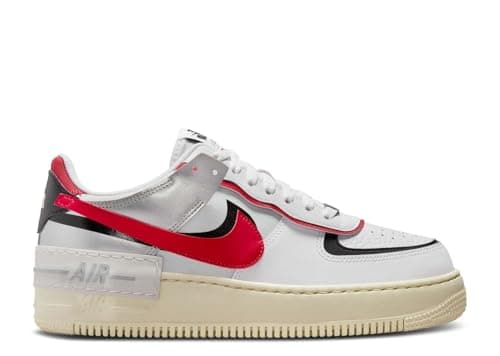 Image of NIKE FN6335-100 Air Force 1 Shadow Women White/Gym RED-Black-Metallic Silver UK 6