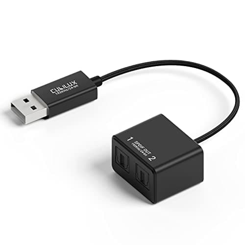 Image of Cubilux USB A to Dual TOSLINK Optical Audio Splitter, USB Type A to Double SPDIF Converter, 2-Way S/PDIF Adapter, Compatible with Lenovo, Dell, HP Laptop, Computer, Surface