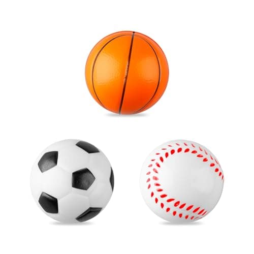 Image of 3Pcs Soft Ball 6cm Soft Foam Ball, Sponge Balls Mini Tennis Cricket Balls Football Basketball Baseball Pattern for Indoor Outdoor Birthday Party Games Supplies