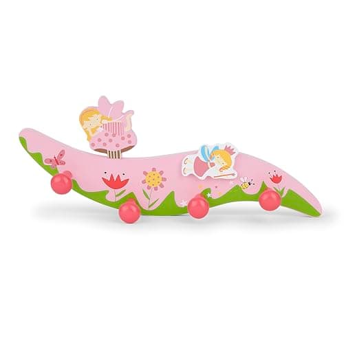 Image of Mousehouse Gifts - Fairy Themed Coat Hooks for Enchanting Rooms, Wooden Wall Pegs for Girls' Bedrooms or Baby Nurseries