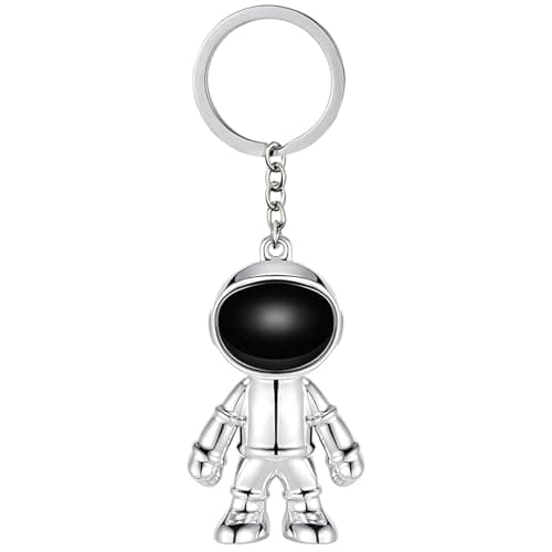 Image of MUAMAX Cool Astronaut Keychain Pendant, Space Robot Keyring for Men Women, Car Key Holder, Bag charm,Gifts for Boys Girls (Silver)