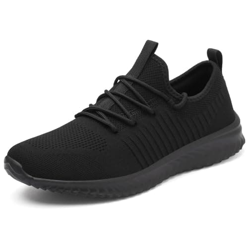 Image of VTASQ Mens Trainers Running Shoes Tennis Sports Training Walking Shoes Gym Athletic Fitness Fashion Sneakers Lightweight Breathable Outdoor Jogging Black UK9.5