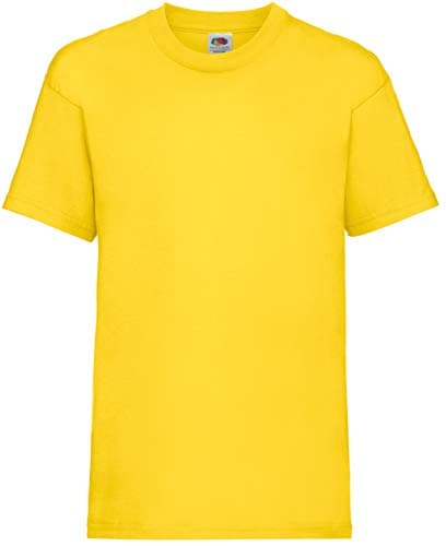 Image of Fruit of the Loom Unisex Kids Valueweight Short Sleeve T-Shirt, Yellow, 5-6 Years (Manufacturer Size:26)