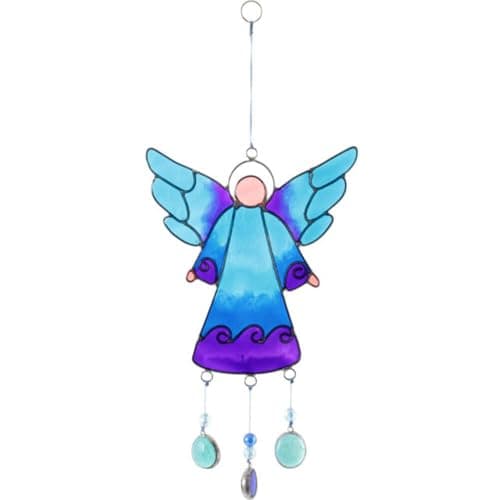 Image of Stunning Blue Resin Angel Suncatcher - 27cm (1 Pc.) - Unique & Eye-Catching Design - Durable Material - Perfect for Home & Office Decor