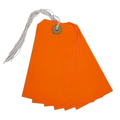 Image of Pack of 250 Orange Strung Tags 120mm x 60mm