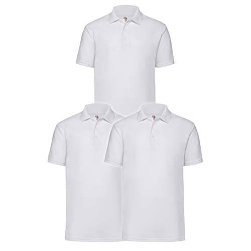 Image of Fruit of the Loom Men's 65/35 Polo Shirt Pack of 3, White, XX-Large