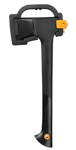 Image of Fiskars Splitting Axe, Solid, With protective cover, Non-stick coated, Steel/Plastic and Glass fibre handle, Black/Orange, A11, Length: 49 cm, 1.1 kg, 1051086