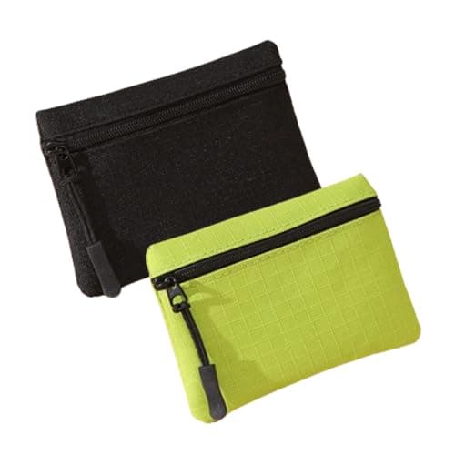 Image of JAMAKALA 2 Pack Coin Purse Pouch, Small Change Pouch Oxford Cloth, Portable Change Purse with Zipper Coin Pouch Mini Change Bags for Women Men (Black+Green)