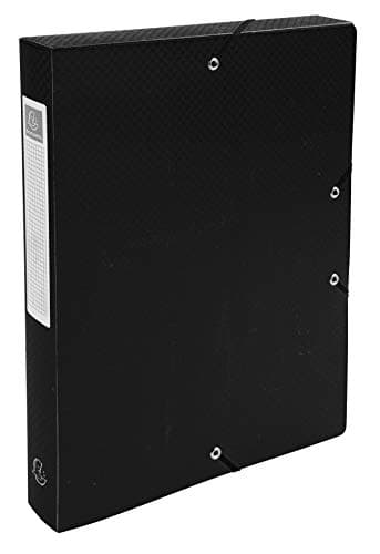 Image of Exacompta - Ref. 59781E - 8 filing boxes with Opak rubber bands - in polypropylene - back 4 cm - dimensions 25 x 33 cm - for A4 format - black color - delivered assembled