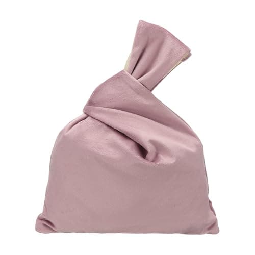 Image of sourcing map Velvet Wrist Knot Tote Bag, Women's Wristlet Knot Pouch Clutch Wristlet Sleeve Handbag Small Wrist Knotted Evening Purse Bag, Pink