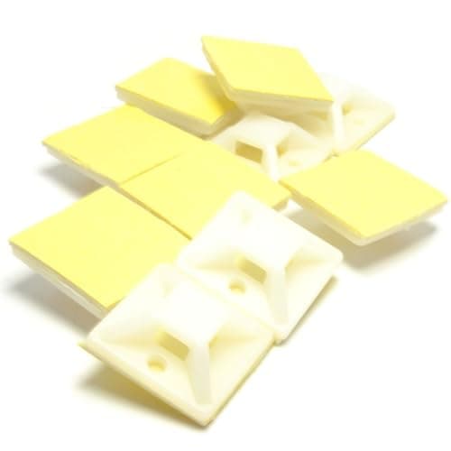 Image of Cable Tie Base 19mm x 19mm Self Adhesive Natural Small White [10 Pack]