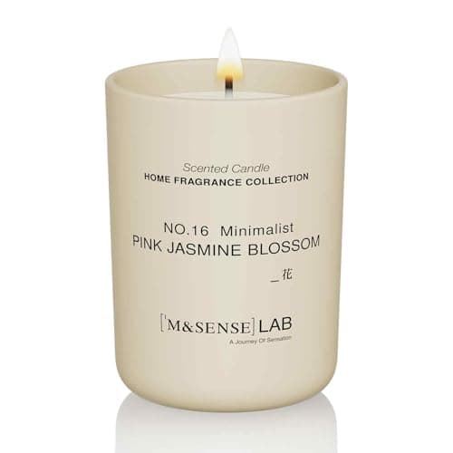 Image of M&SENSE Scented Candles 250g Pink Jasmine Blossom Natural Soy Wax Candles Long Burning Minimalist Aromatherapy Candles, Perfect Christmas Gifts for Women and Men.