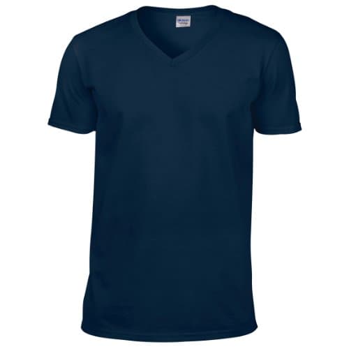 Image of Gildan Men's Soft Style V-Neck T-Shirt, Blue (Navy), Large