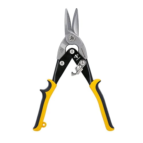 Image of TOUGH MASTER Aviation Snips 10" 250mm Cr-V Steel Cutting Shears Perfect for Cutting Aluminum and Metal Sheets Heavy Duty Aviation Tin Snips with Non-Slip Wear-Resistant TPR Handle (Straight Cut)