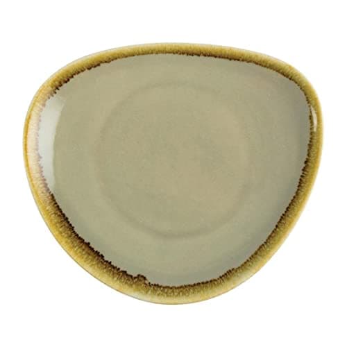 Image of Olympia Kiln Triangular Plate Moss 165mm 65 Rimmed Kitchen Serving 6pc