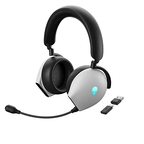 Image of Alienware AW920H Tri-Mode Wireless Gaming Headset - Dolby Atmos Virtual Surround Sound, Active & AI-Driven Noise-Cancelling, USB-C Dongle - Lunar Light