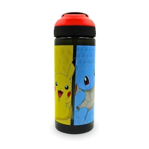 Image of Xpressions HOX Pokémon Drinks Bottle Reusable BPA-free Plastic Water Bottle with Carry Loop Removable straw & spills Proof for fan & Collector Pokémon licensed Merchandise 600ML