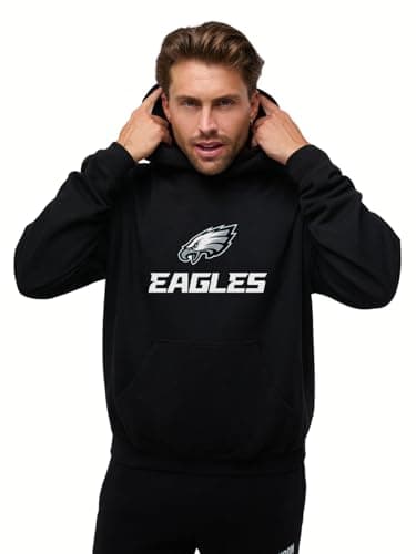 Image of OOSC Mens Philadelphia Eagles Hoodie Sweatshirt, Black, M EU