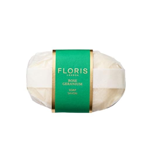Image of Floris London Rose Geranium Luxury Single Soap Bar (100g) | Hand Wrapped & Finely Milled | Contains Moisturising Shea Butter | Vegetable Base | Designed to Leave Skin Soft & Delicately Scented