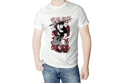 Image of Toji Fushiguro Print Cotton T-Shirt, Anime T-Shirt, Sleeve T-Shirt, Geek T-Shirt, white, L