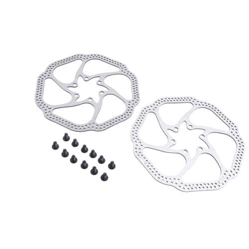 Image of 2 Pack 160mm Disc Brake Rotor with 12 Screws, Stainless Steel Bike Brakes Discs, Bike Disc Bike Brakes for Most Bicycle Road Bike Mountain Bike
