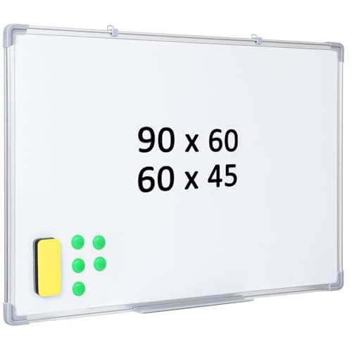 Image of Magnetic White Board Dry Wipe White Board 60 x 45cm Aluminium Frame Home Office and School
