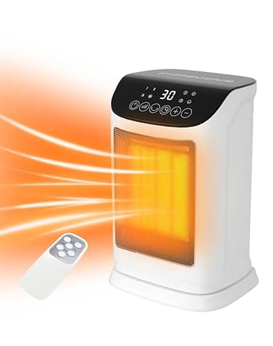Image of Primevolve 1800W Electric Heater, Portable Ceramic Space Heater with ECO Mode, Small Energy Efficient Room Heater,70°Oscillation, Remote Control, Quiet Fan Heater, Overheat & Tipping Protection