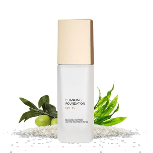 Image of Colour Changing Foundation SPF 15,Liquid Foundation Lightweight Hydrating Skin Tint,One Step Concealer Spf 15 For Mature Skin,Long Wear Makeup Foundation Full Coverage,Matches Fair To Medium Tones