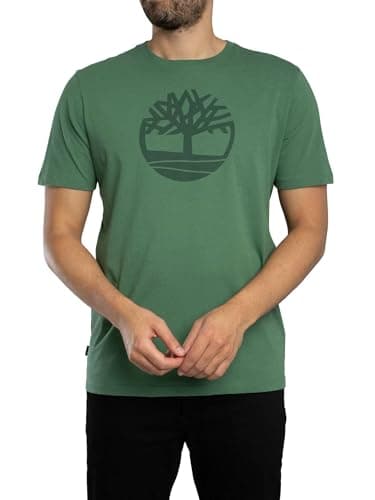 Image of Timberland Men's T-Shirt with Tree Logo, Green, Green, L