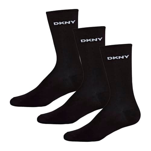 Image of DKNY Womens Socks, 100% Cotton Smart Designer Long Ankle Pack Of 3 Pairs, Black