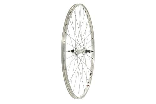 Image of Discount Raleigh 700c Bike Rear Wheel Hybrid City Trekking Screw On Freewheel Hub Alloy Silver V-Brake