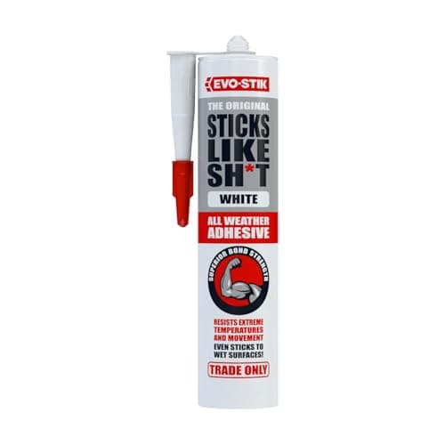 Image of EVO-STIK Sticks Like Sh*t Adhesive White - 290ml - All Weather - Extreme Temperature & Movement Resistant